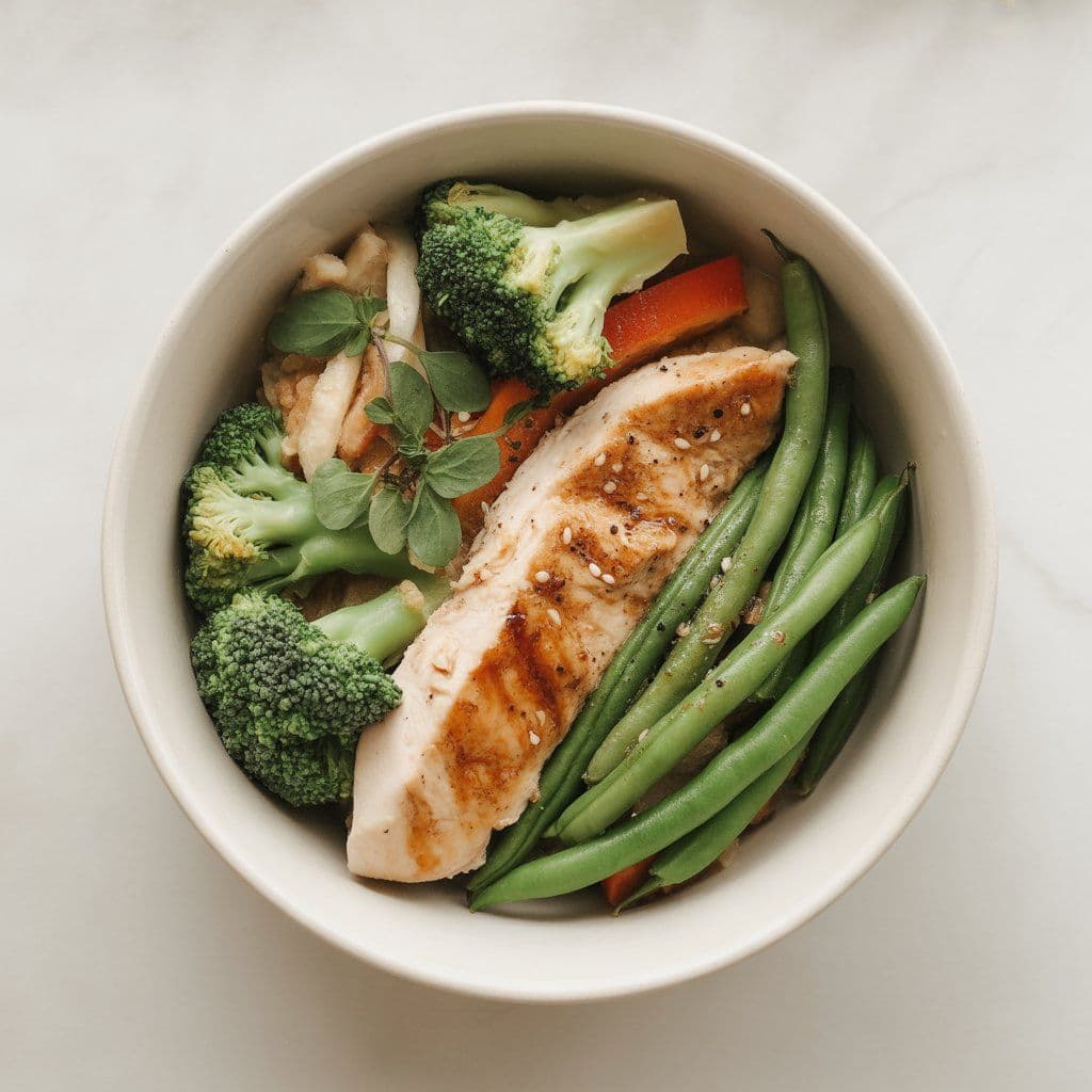 Diabetes friendly Panda Express meal with grilled teriyaki chicken and steamed vegetables low carb bowl option for diabetics