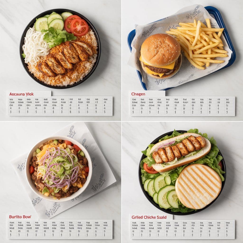 Nutrition comparison of Panda Express versus McDonald's Chipotle and Chick-fil-A showing calories protein and fat per meal side by side