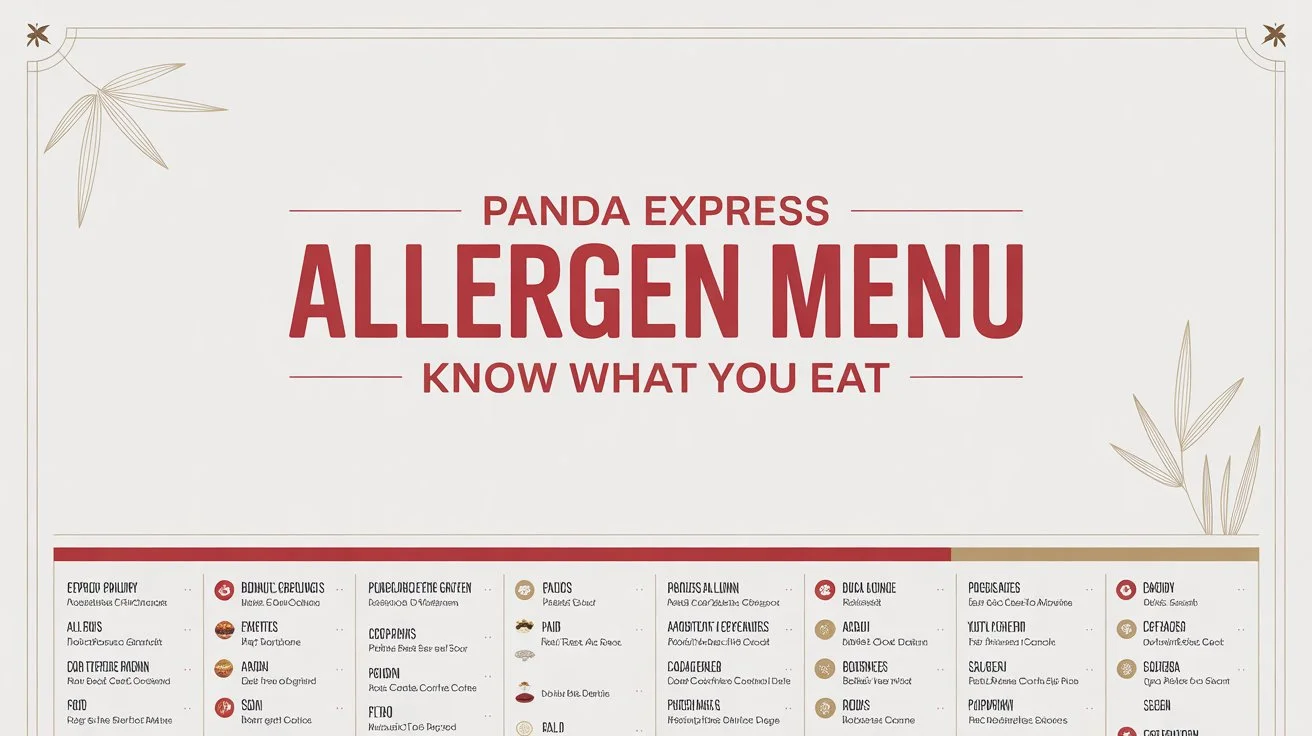 Panda Express allergen menu guide showing complete menu items with allergen information for wheat, soy, milk, eggs, peanuts, tree nuts, sesame, fish, and shellfish - Know what you eat at Panda Express